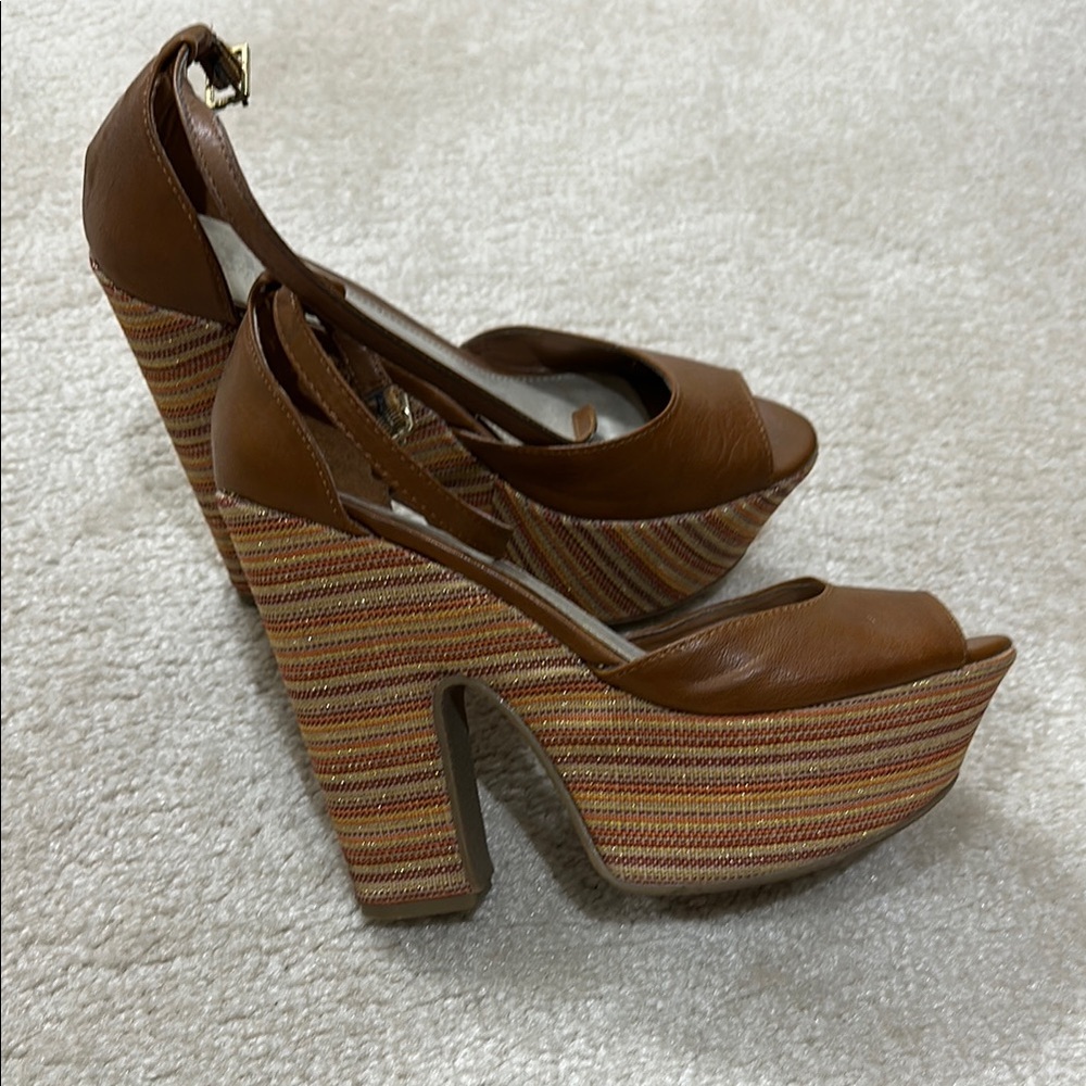 a.n.a Brown Tan Platform Sandals